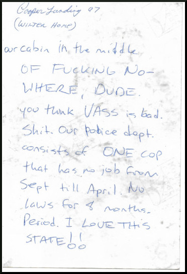 handwritten note from Alaska